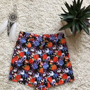 High wasted floral print shorts